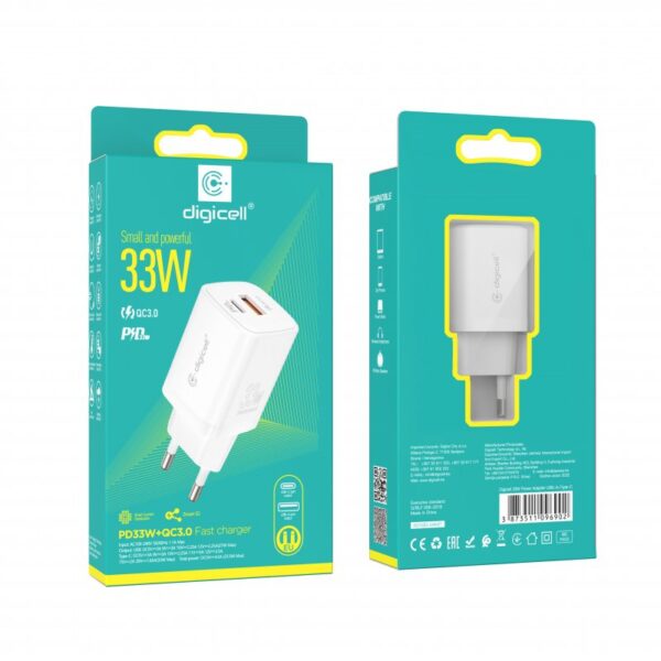 Digicell 33W Power Adapter Type-A + Type-C